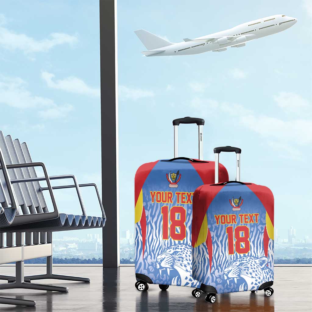 Custom DR Congo Football 2026 Luggage Cover Leopard Power Fan Style