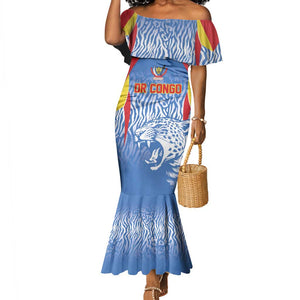 Custom DR Congo Football 2026 Mermaid Dress Leopard Power Fan Style