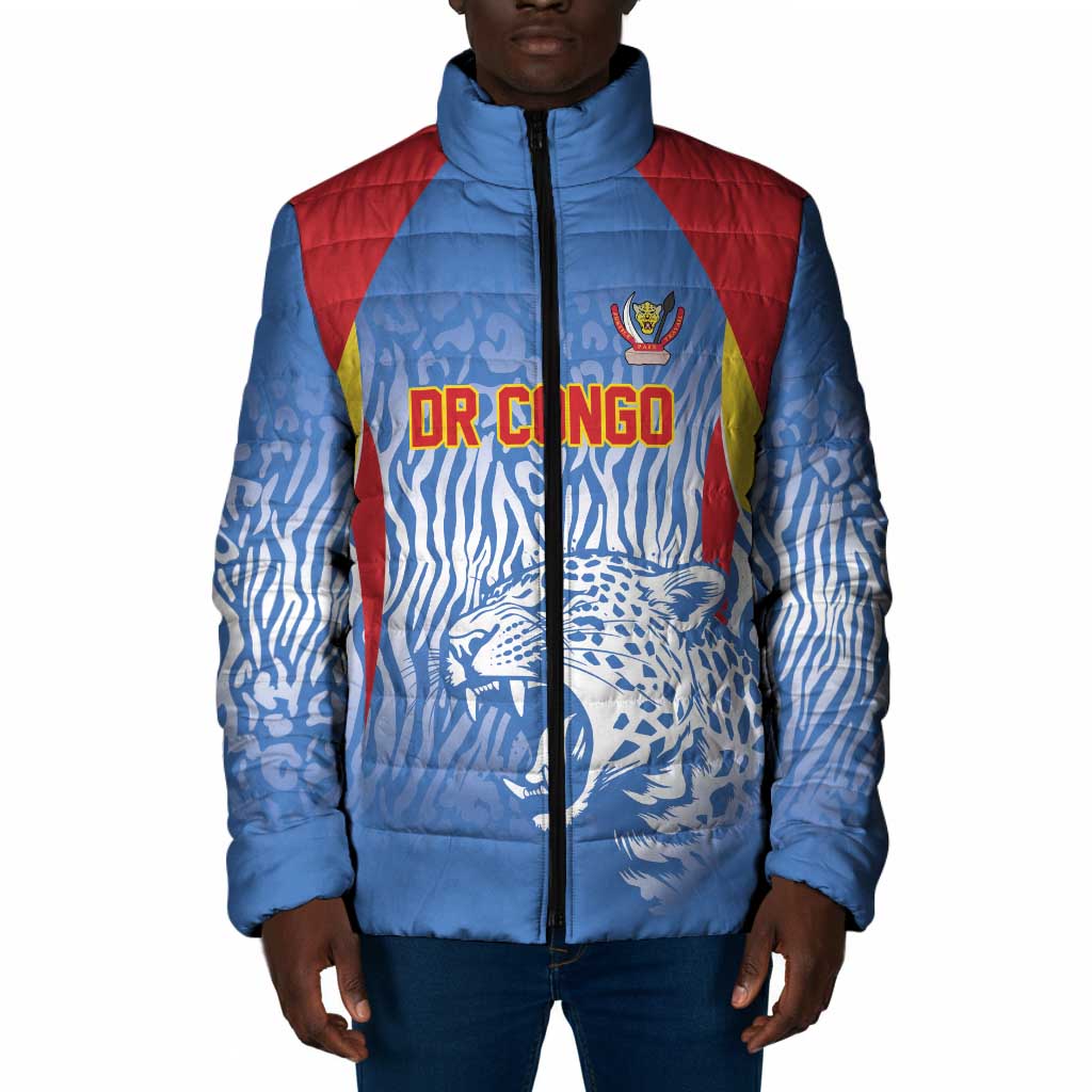 Custom DR Congo Football 2026 Padded Jacket Leopard Power Fan Style