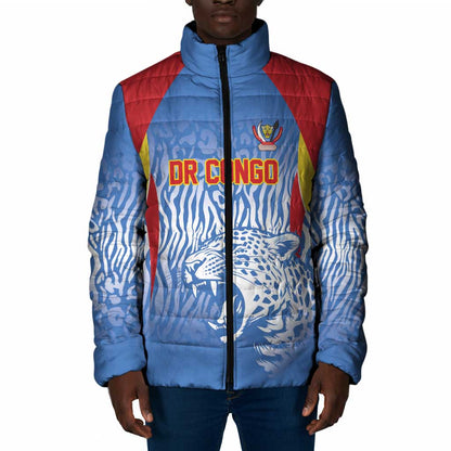 Custom DR Congo Football 2026 Padded Jacket Leopard Power Fan Style