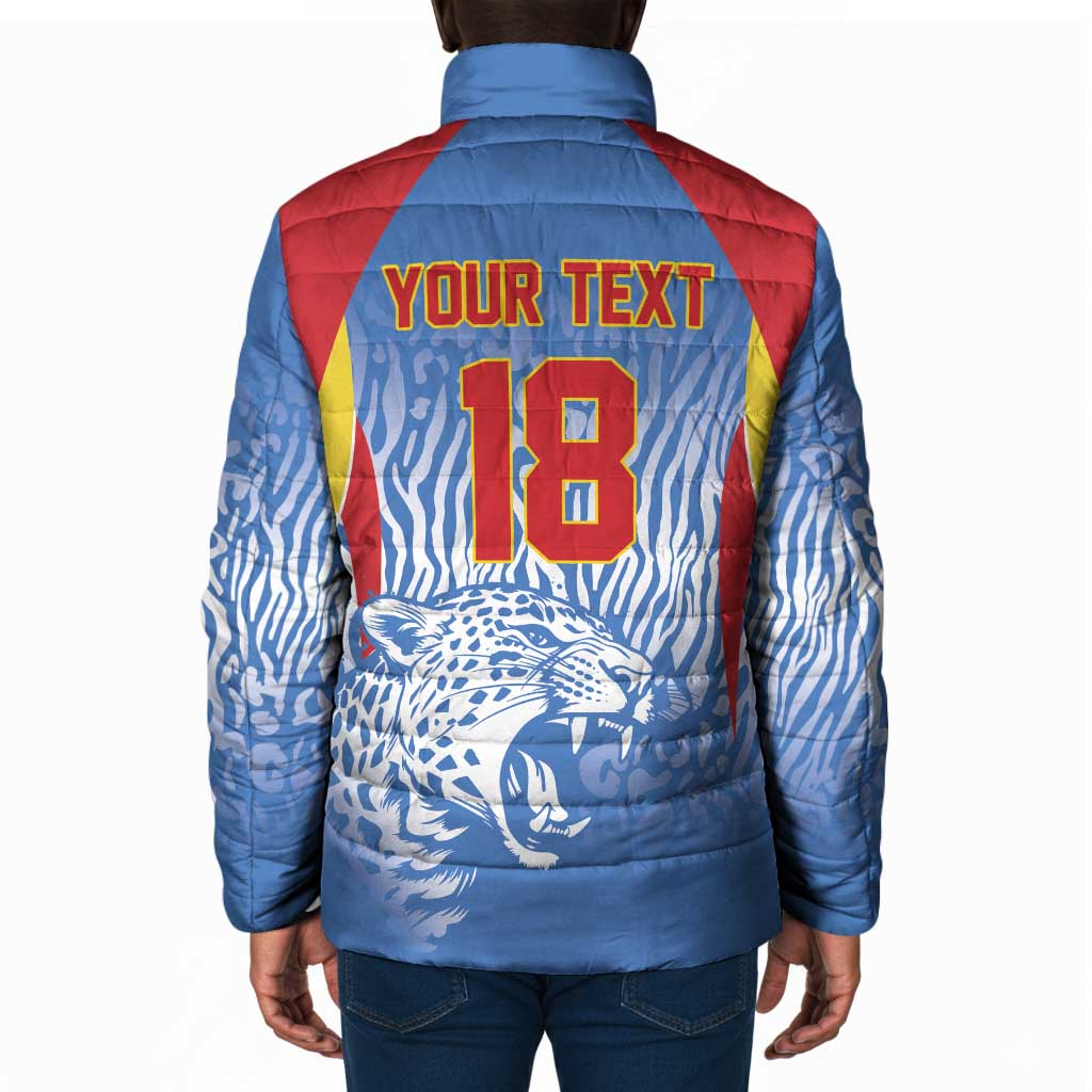 Custom DR Congo Football 2026 Padded Jacket Leopard Power Fan Style