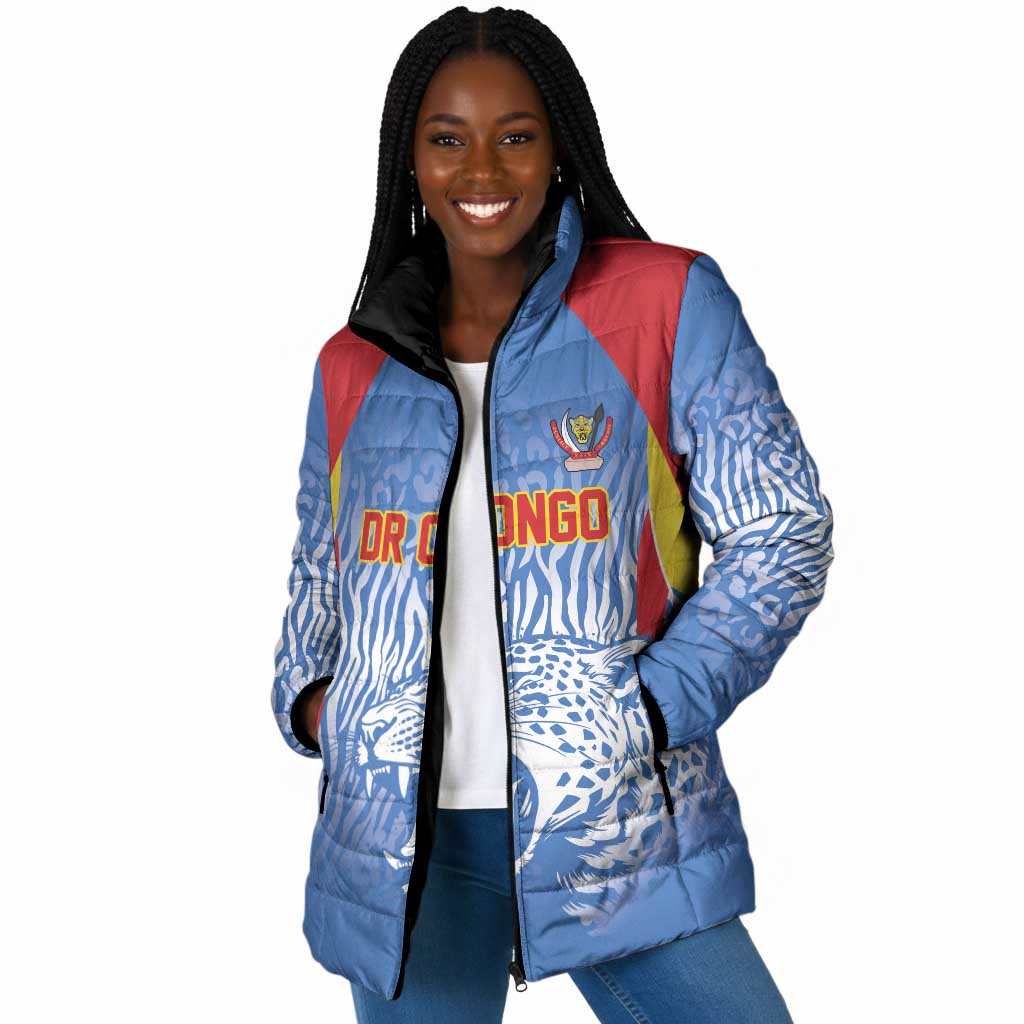 Custom DR Congo Football 2026 Padded Jacket Leopard Power Fan Style