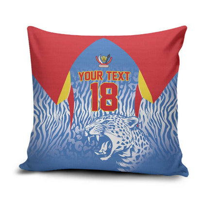 Custom DR Congo Football 2026 Pillow Cover Leopard Power Fan Style