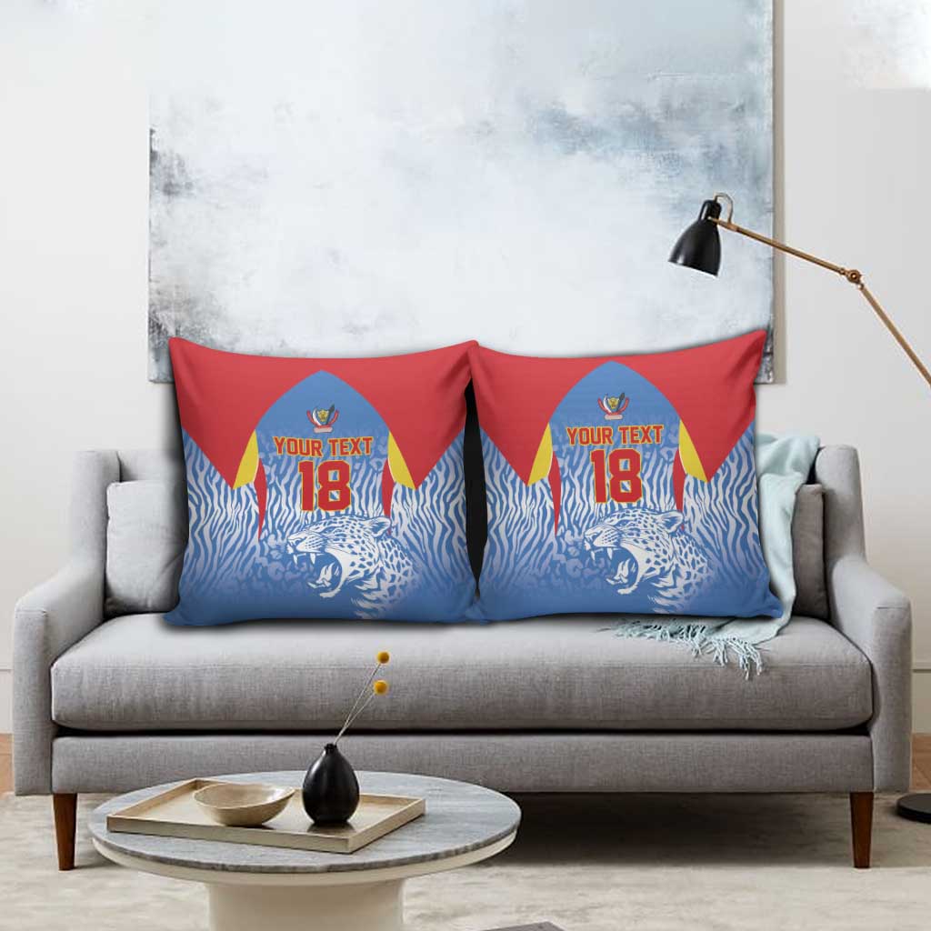 Custom DR Congo Football 2026 Pillow Cover Leopard Power Fan Style