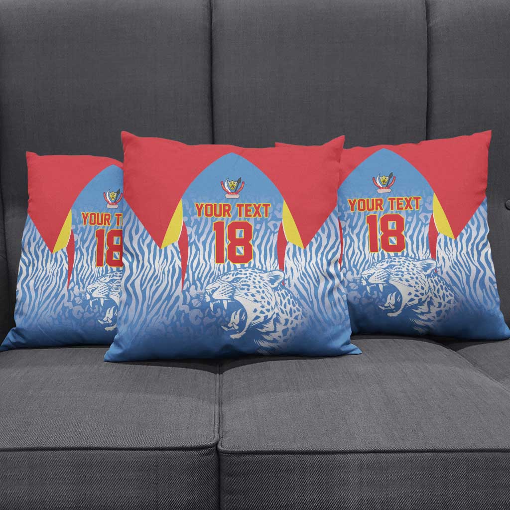 Custom DR Congo Football 2026 Pillow Cover Leopard Power Fan Style
