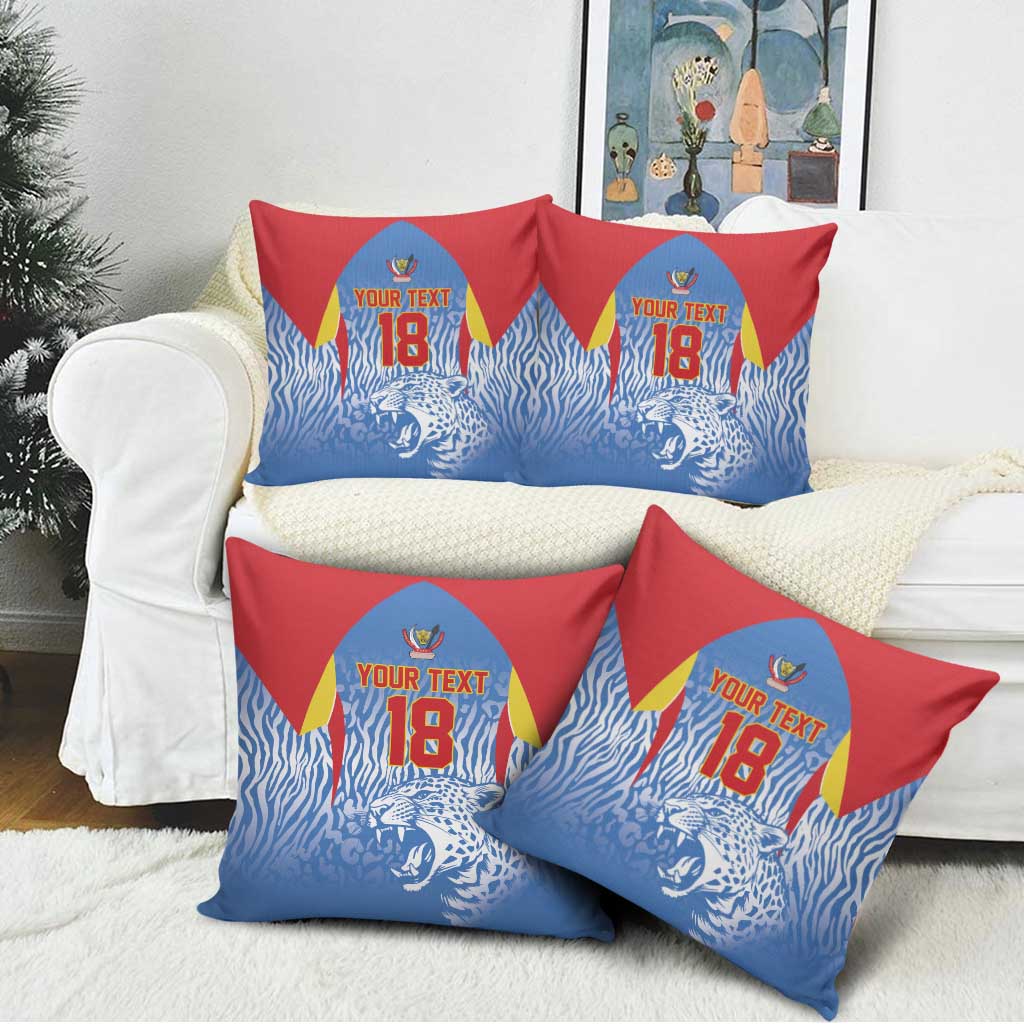 Custom DR Congo Football 2026 Pillow Cover Leopard Power Fan Style
