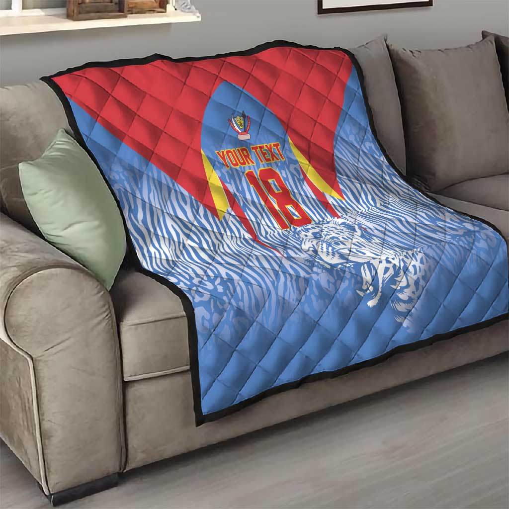 Custom DR Congo Football 2026 Quilt Leopard Power Fan Style