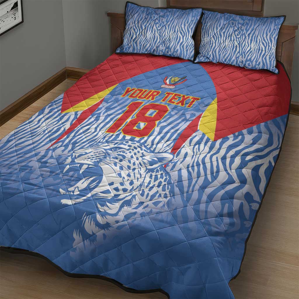 Custom DR Congo Football 2026 Quilt Bed Set Leopard Power Fan Style
