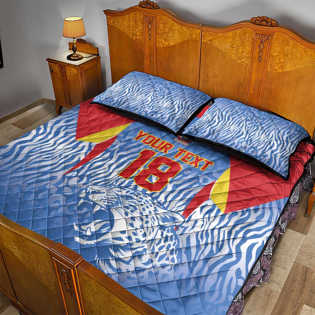 Custom DR Congo Football 2026 Quilt Bed Set Leopard Power Fan Style