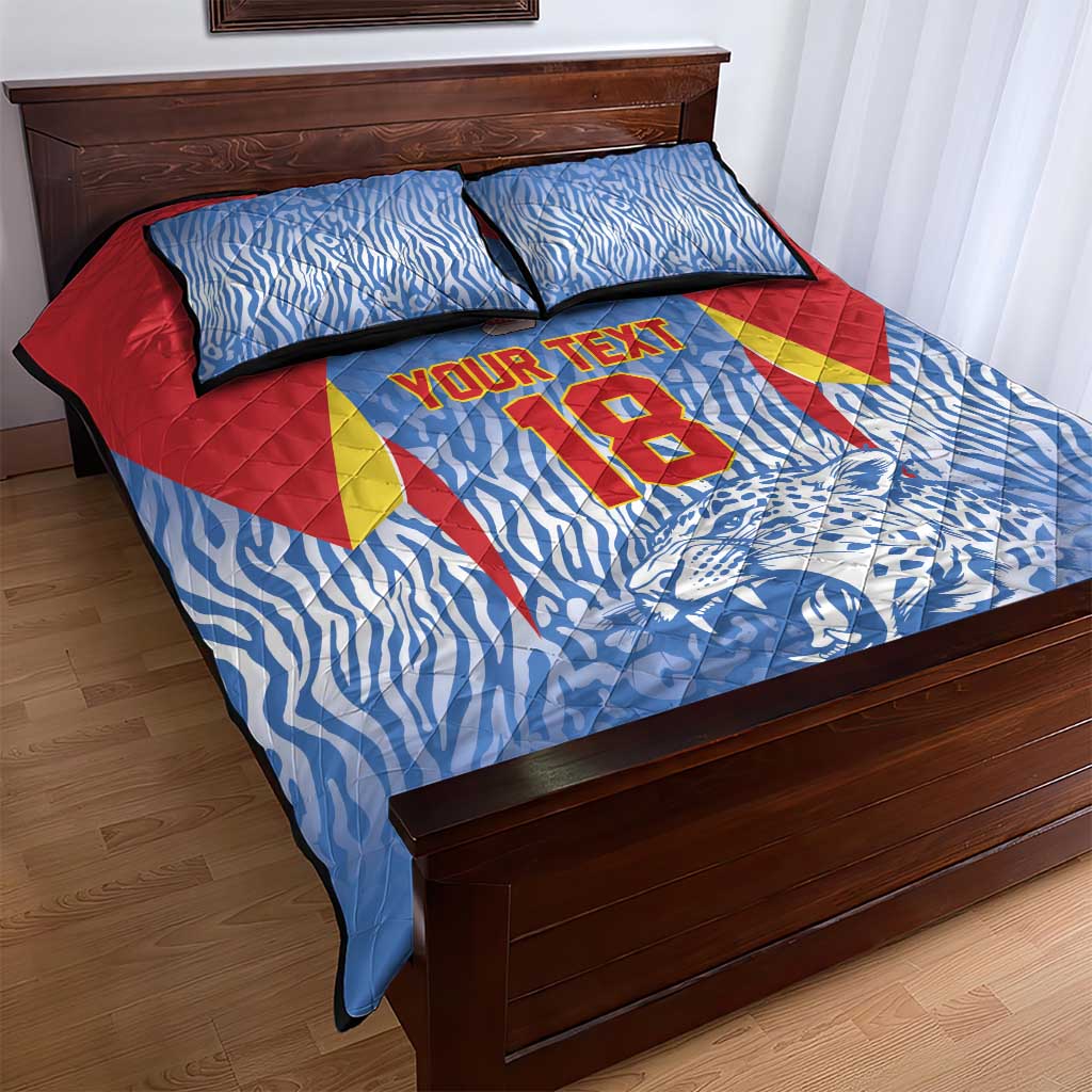Custom DR Congo Football 2026 Quilt Bed Set Leopard Power Fan Style
