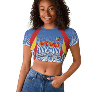 Custom DR Congo Football 2026 Raglan Cropped T shirt Leopard Power Fan Style