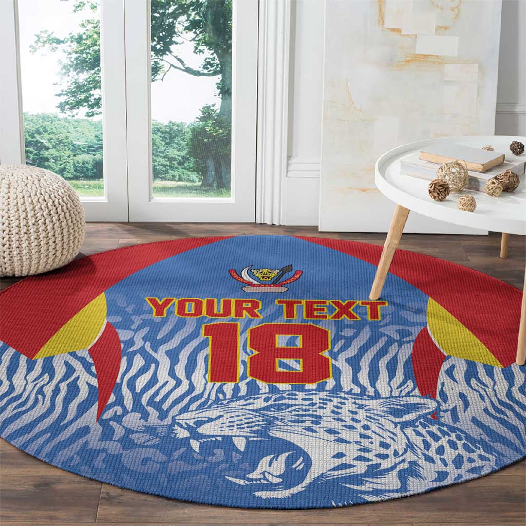 Custom DR Congo Football 2026 Round Carpet Leopard Power Fan Style