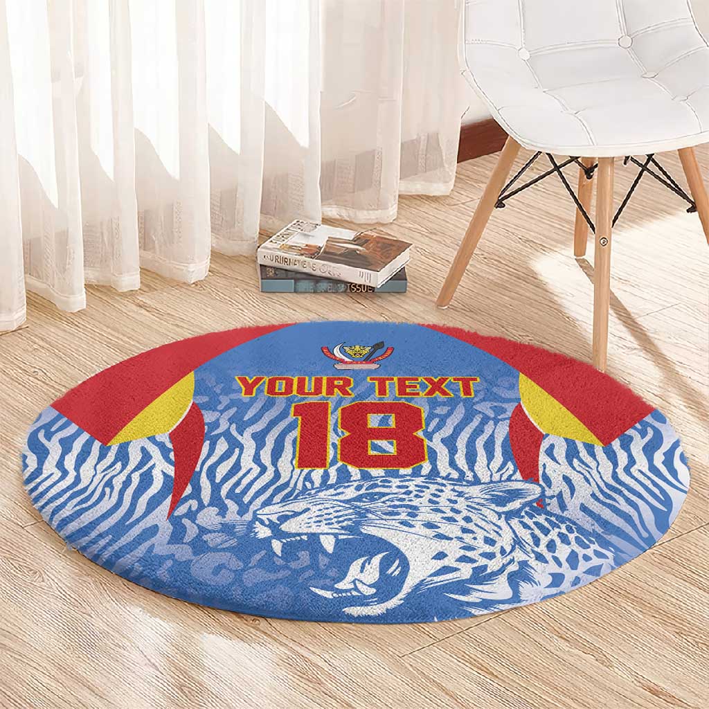 Custom DR Congo Football 2026 Round Carpet Leopard Power Fan Style