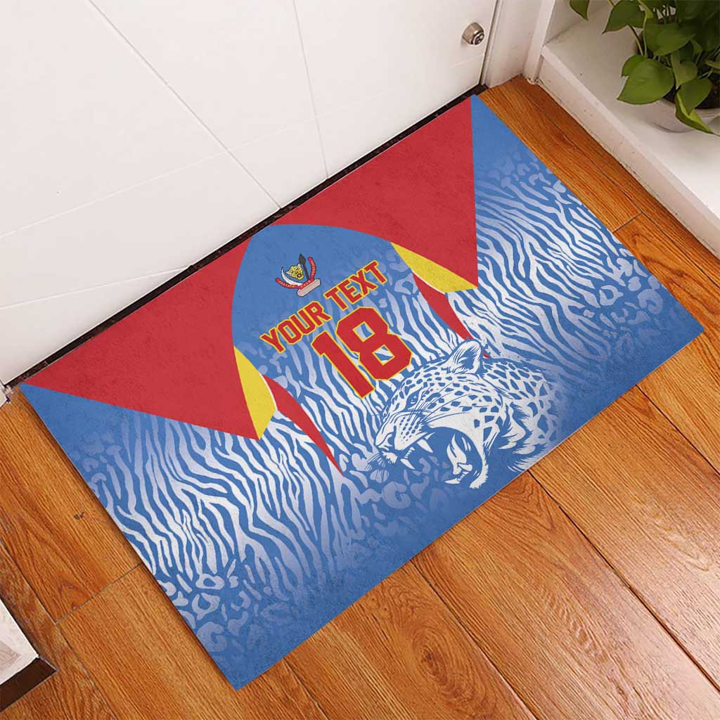 Custom DR Congo Football 2026 Rubber Doormat Leopard Power Fan Style