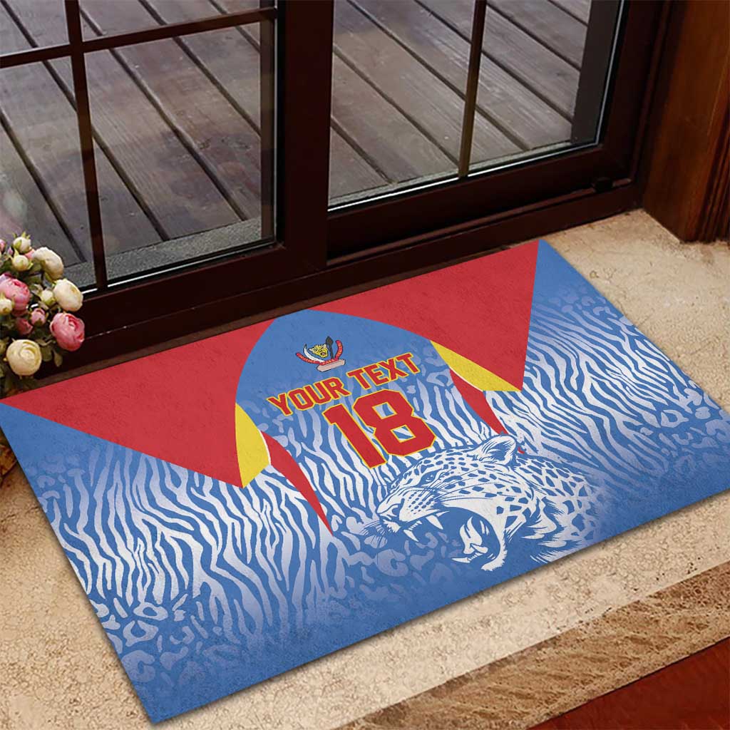 Custom DR Congo Football 2026 Rubber Doormat Leopard Power Fan Style