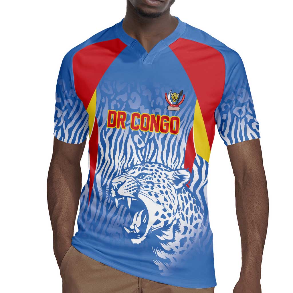Custom DR Congo Football 2026 Rugby Jersey Leopard Power Fan Style