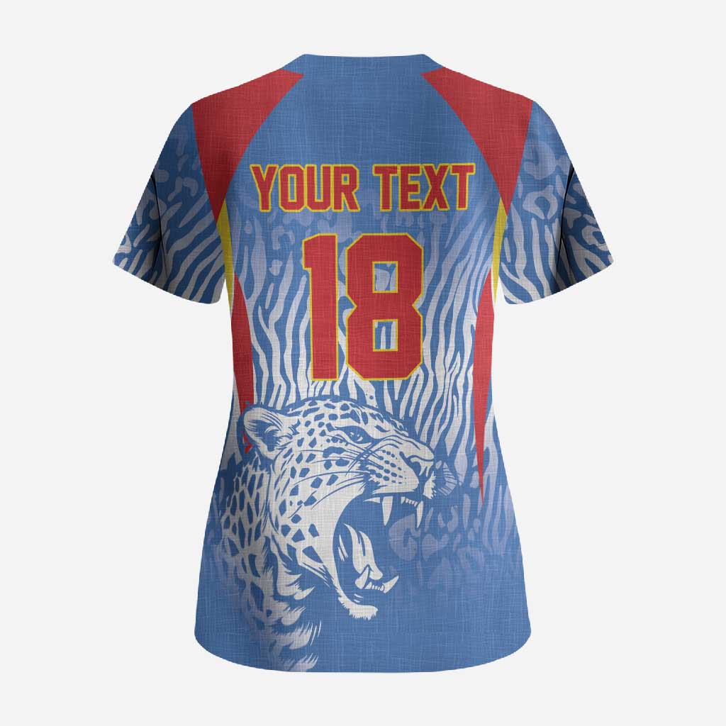 Custom DR Congo Football 2026 Scrub Top Leopard Power Fan Style