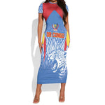 Custom DR Congo Football 2026 Short Sleeve Bodycon Dress Leopard Power Fan Style