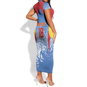 Custom DR Congo Football 2026 Short Sleeve Bodycon Dress Leopard Power Fan Style