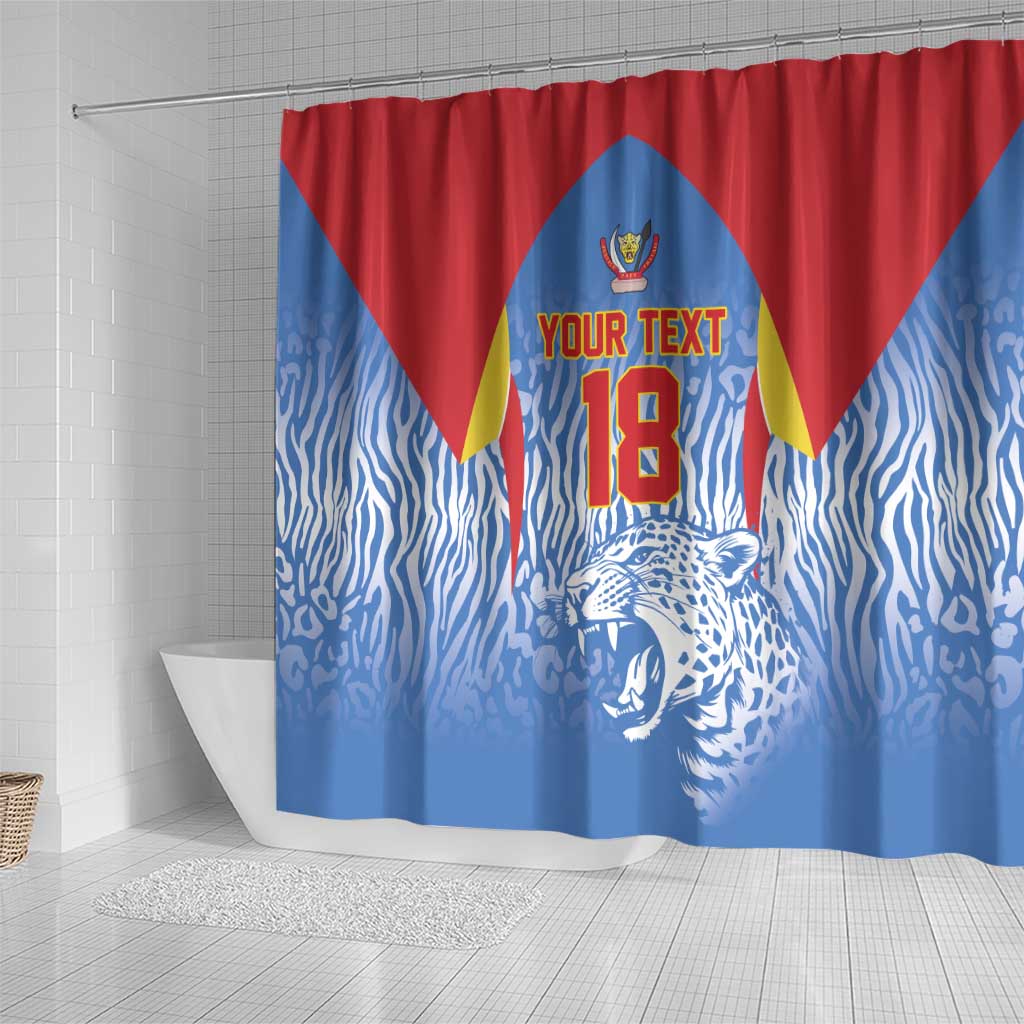 Custom DR Congo Football 2026 Shower Curtain Leopard Power Fan Style