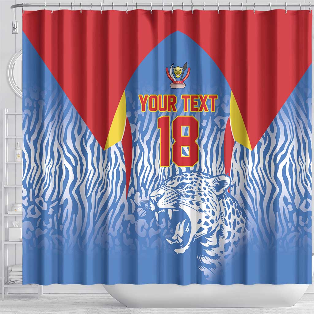 Custom DR Congo Football 2026 Shower Curtain Leopard Power Fan Style