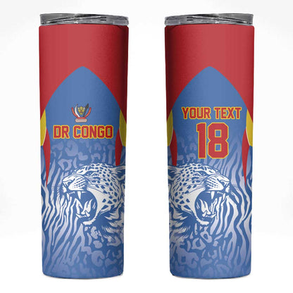 Custom DR Congo Football 2026 Skinny Tumbler Leopard Power Fan Style