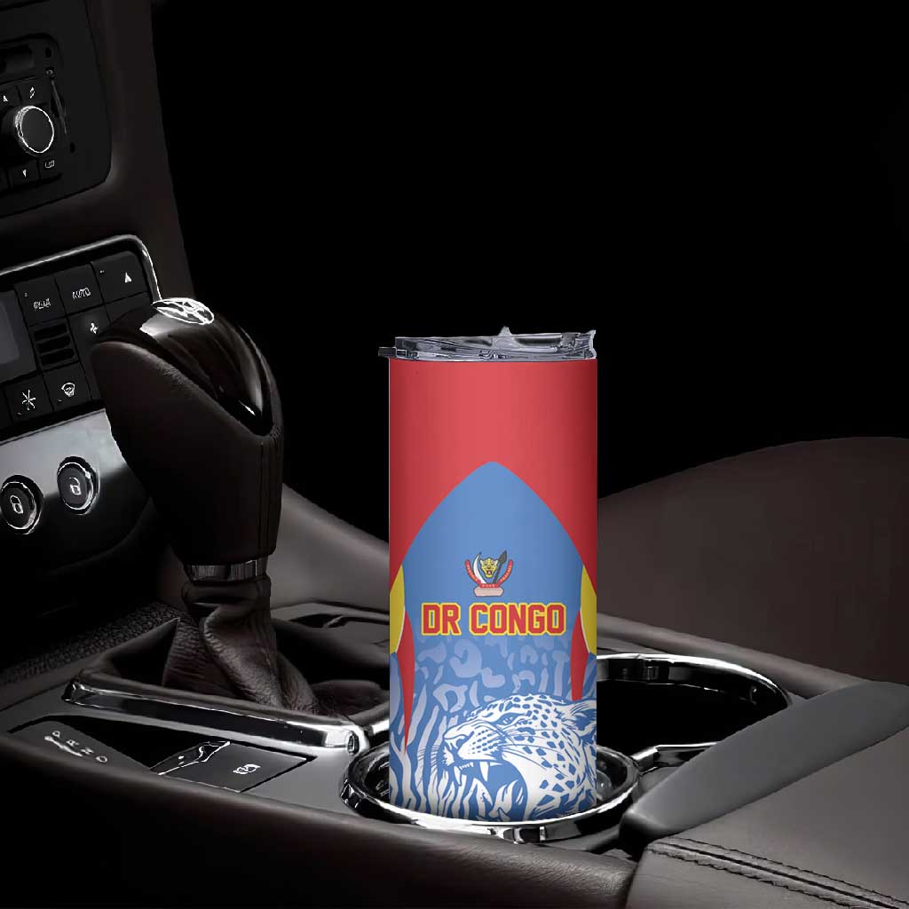 Custom DR Congo Football 2026 Skinny Tumbler Leopard Power Fan Style