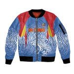 Custom DR Congo Football 2026 Sleeve Zip Bomber Jacket Leopard Power Fan Style
