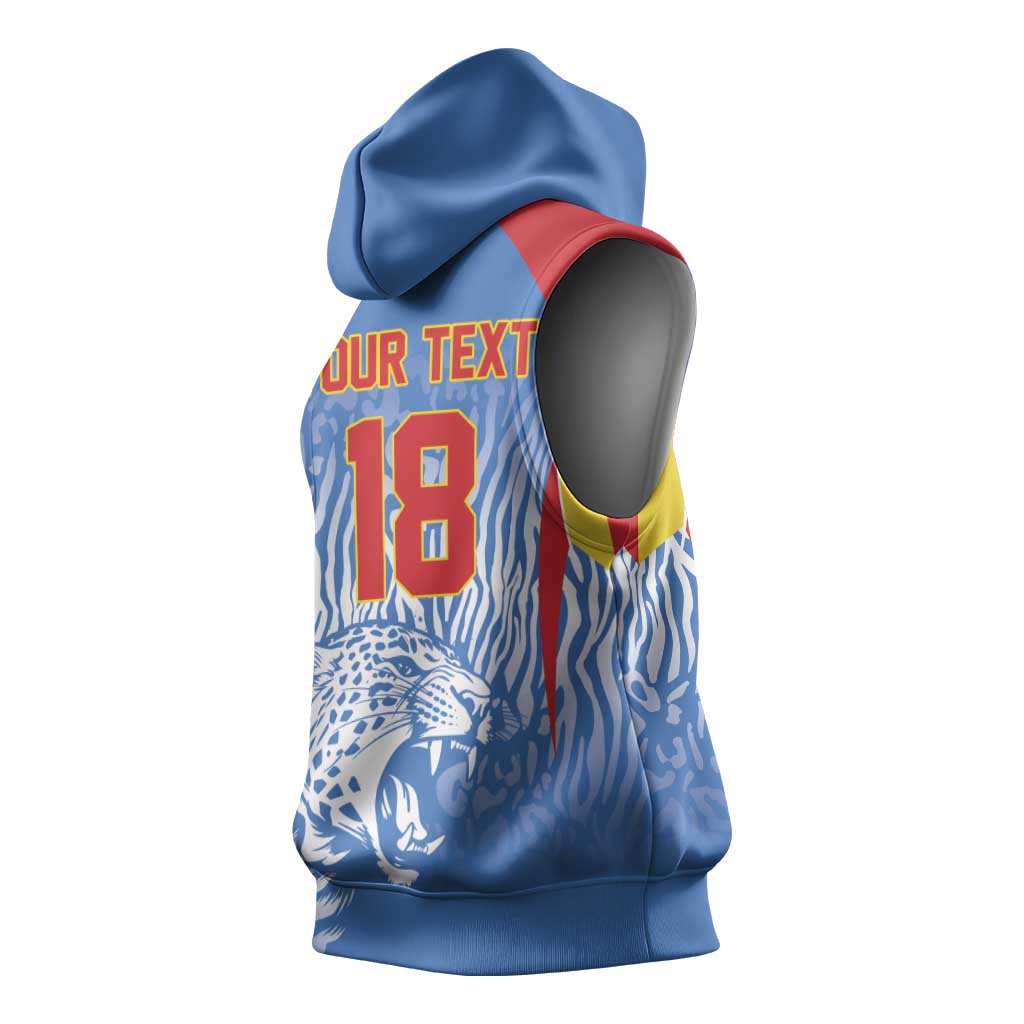 Custom DR Congo Football 2026 Sleeveless Hoodie Leopard Power Fan Style