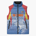 Custom DR Congo Football 2026 Sleeveless Puffer Jacket Leopard Power Fan Style