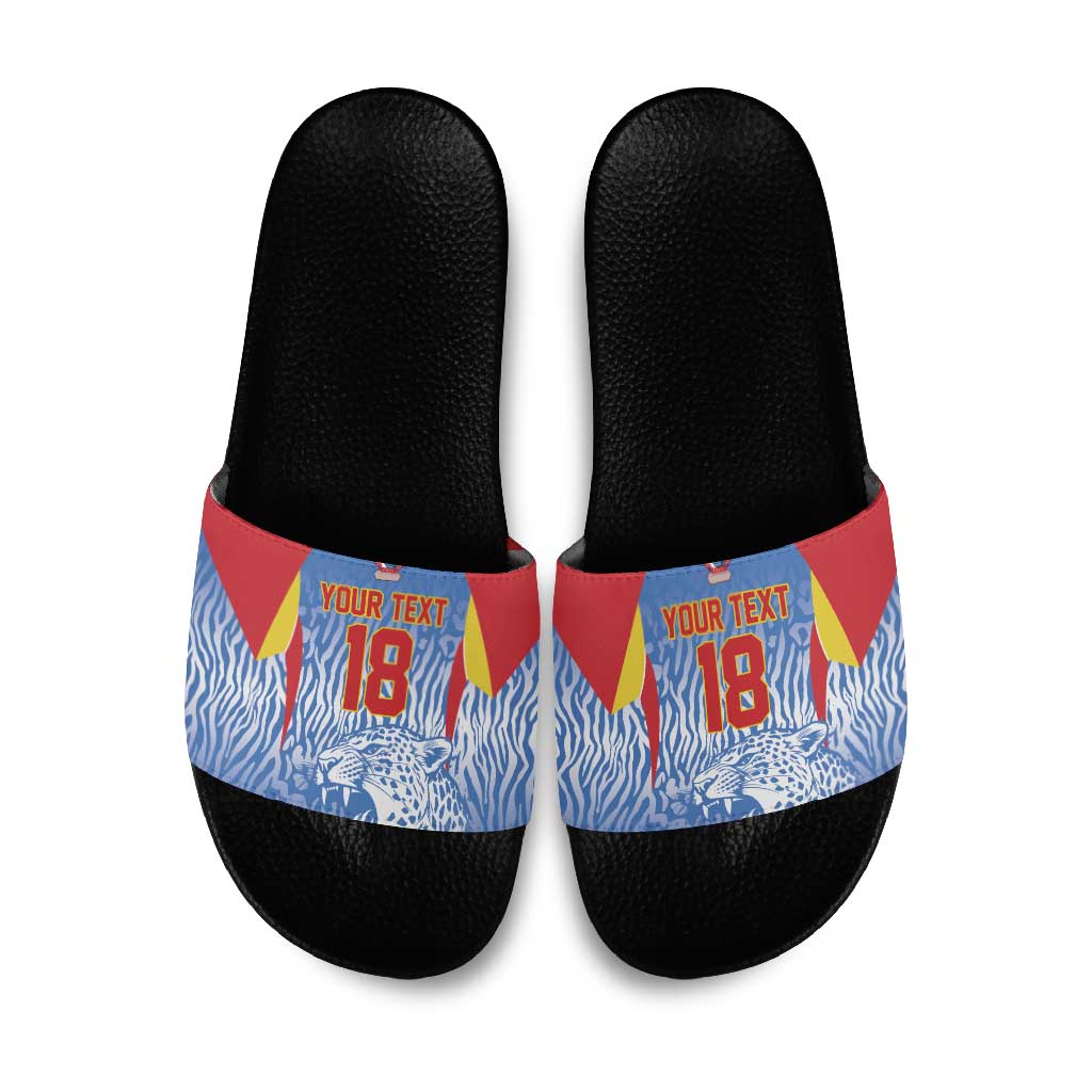 Custom DR Congo Football 2026 Slide Sandals Leopard Power Fan Style