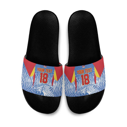 Custom DR Congo Football 2026 Slide Sandals Leopard Power Fan Style