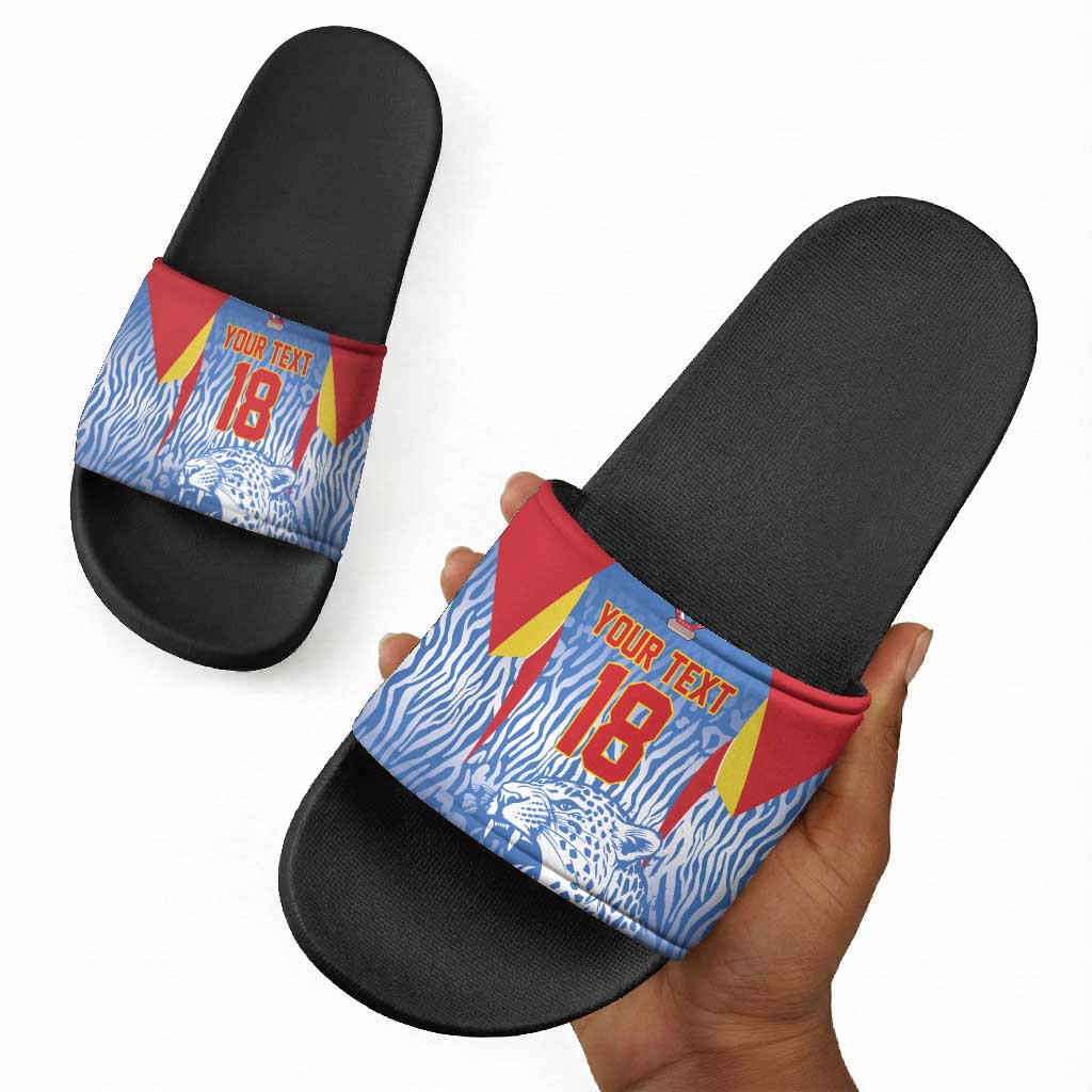 Custom DR Congo Football 2026 Slide Sandals Leopard Power Fan Style