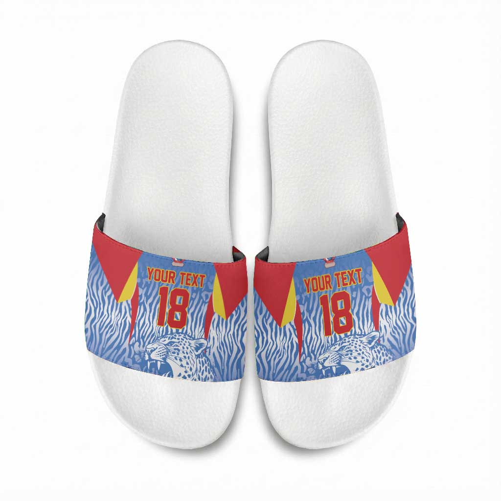 Custom DR Congo Football 2026 Slide Sandals Leopard Power Fan Style