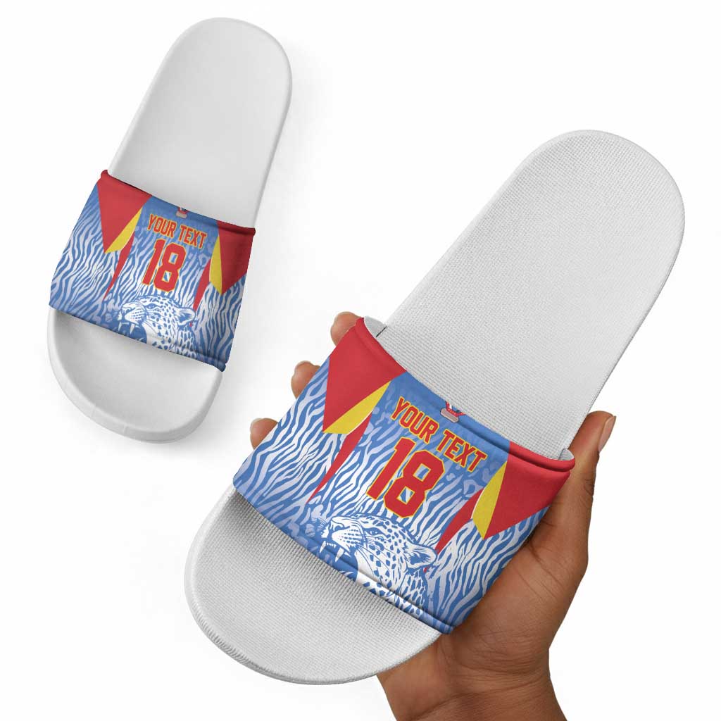 Custom DR Congo Football 2026 Slide Sandals Leopard Power Fan Style