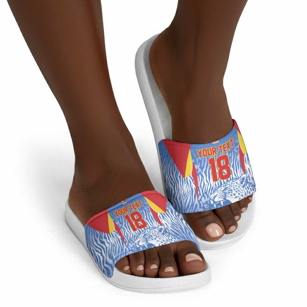 Custom DR Congo Football 2026 Slide Sandals Leopard Power Fan Style