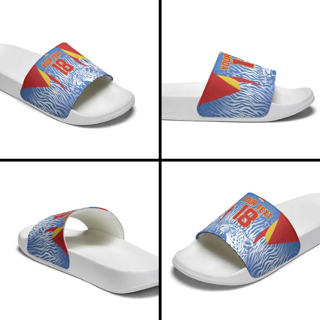 Custom DR Congo Football 2026 Slide Sandals Leopard Power Fan Style