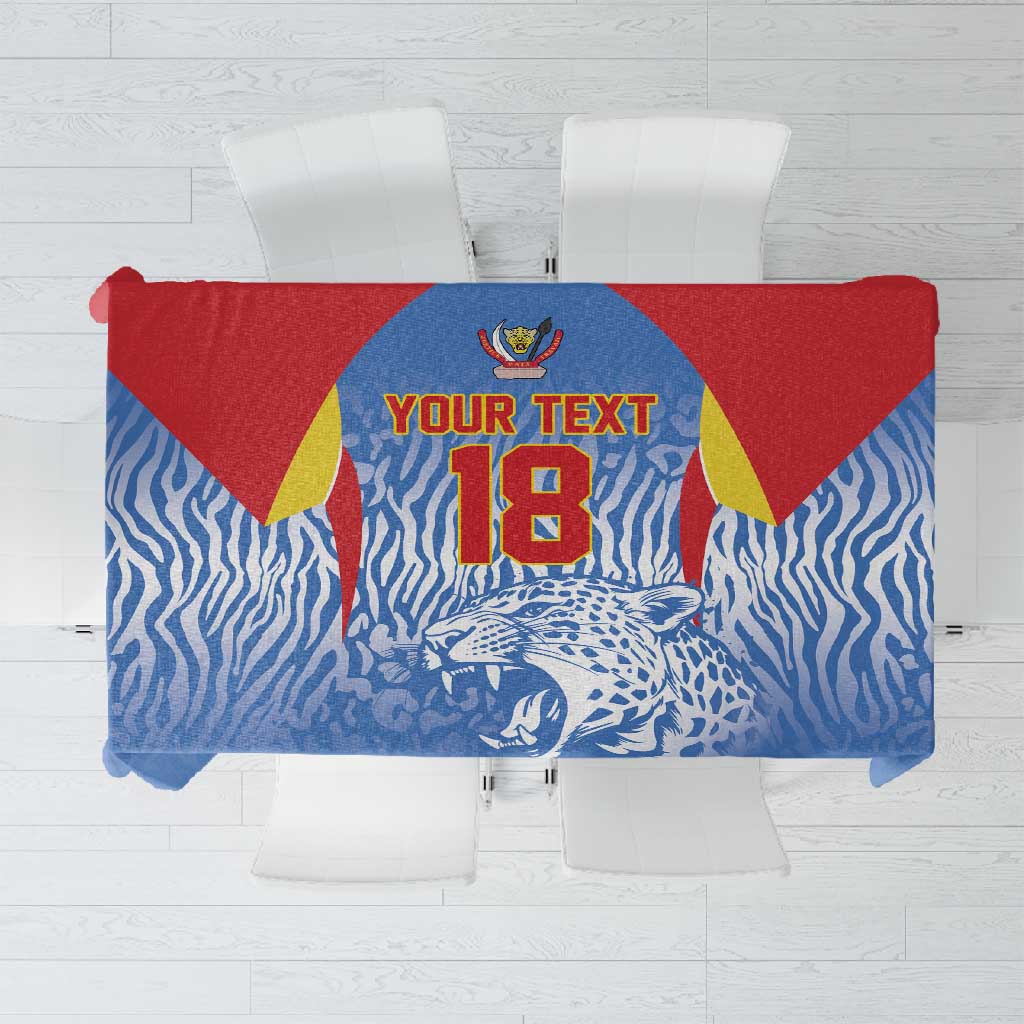 Custom DR Congo Football 2026 Tablecloth Leopard Power Fan Style