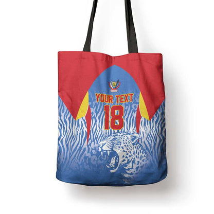 Custom DR Congo Football 2026 Tote Bag Leopard Power Fan Style