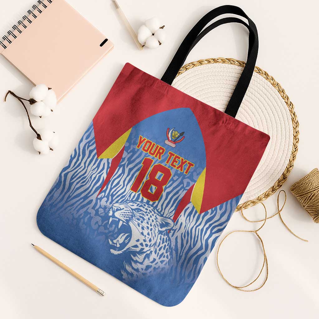 Custom DR Congo Football 2026 Tote Bag Leopard Power Fan Style