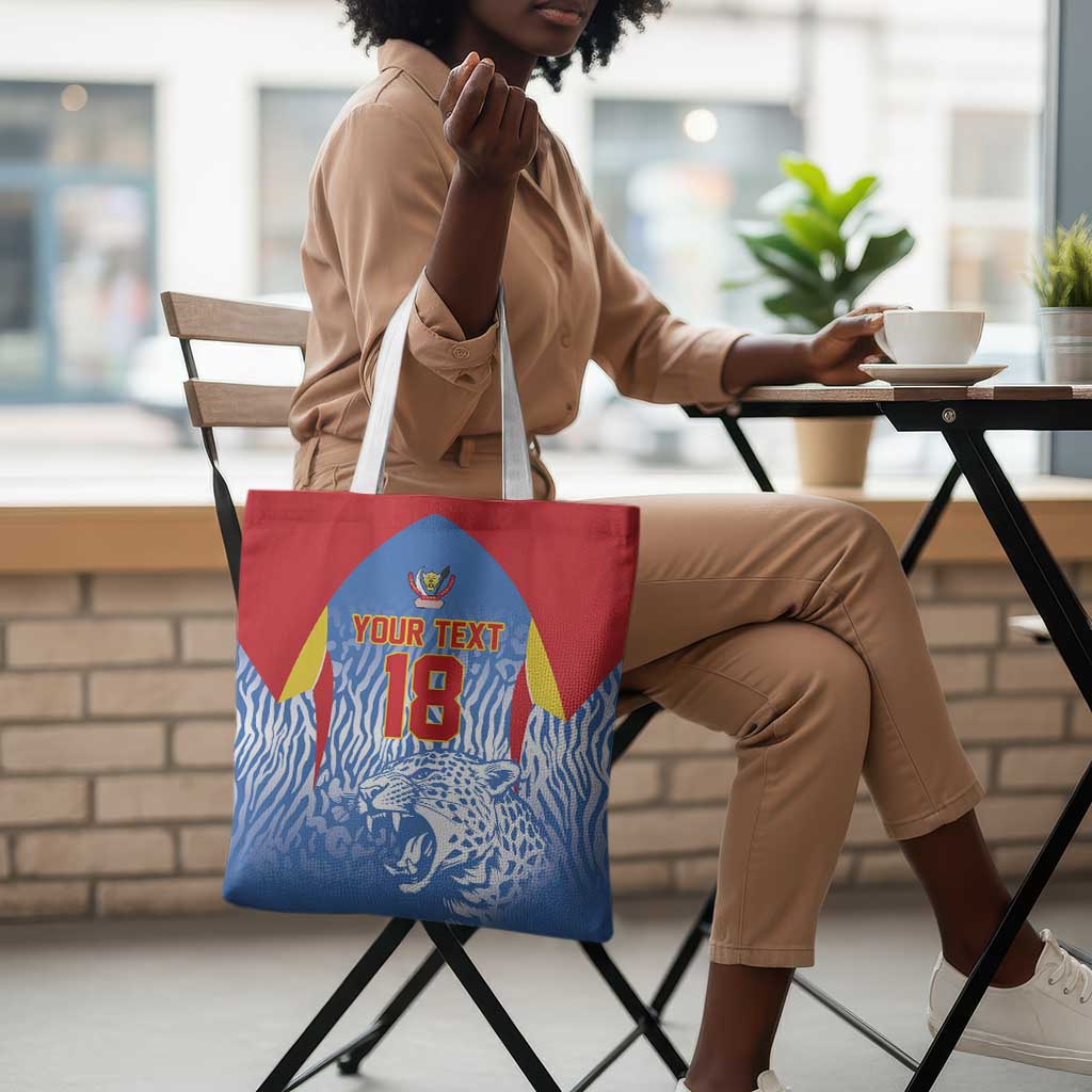 Custom DR Congo Football 2026 Tote Bag Leopard Power Fan Style