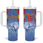 Custom DR Congo Football 2026 Tumbler With Handle Leopard Power Fan Style