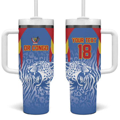 Custom DR Congo Football 2026 Tumbler With Handle Leopard Power Fan Style