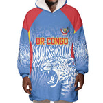 Custom DR Congo Football 2026 Wearable Blanket Hoodie Leopard Power Fan Style