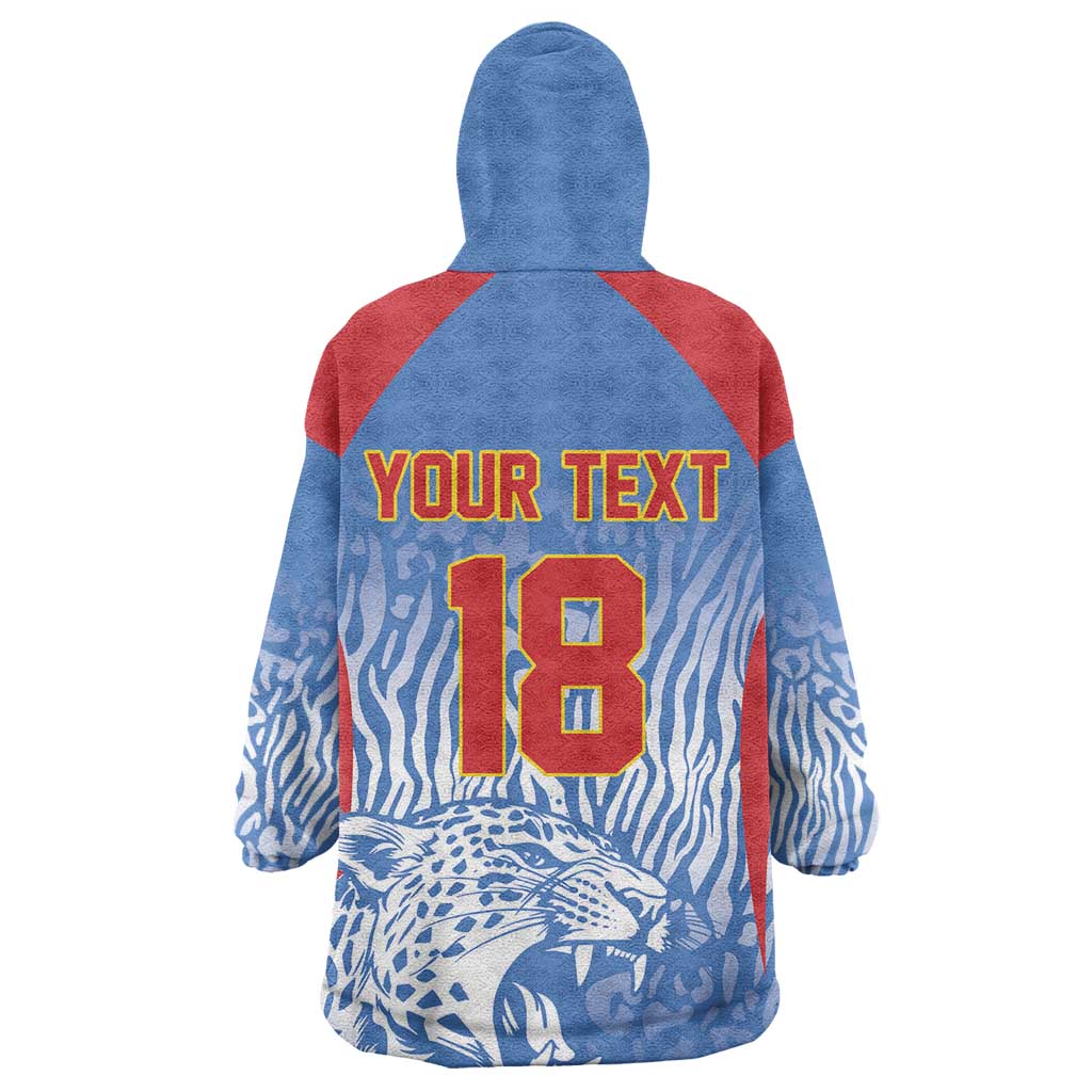 Custom DR Congo Football 2026 Wearable Blanket Hoodie Leopard Power Fan Style