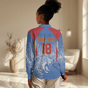 Custom DR Congo Football 2026 Women Casual Shirt Leopard Power Fan Style