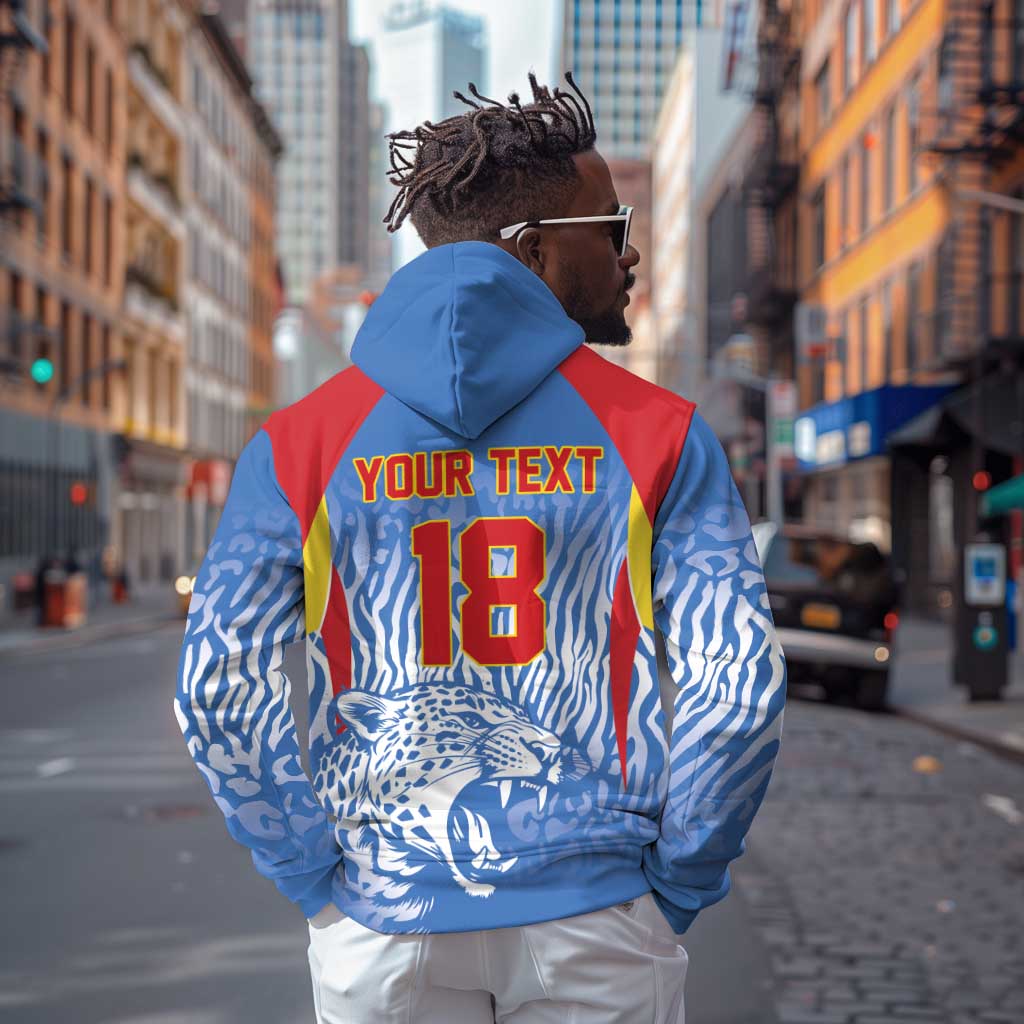 Custom DR Congo Football 2026 Zip Hoodie Leopard Power Fan Style