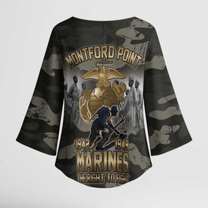 Montford Point Marines 1942-1949 Kimono Sleeve Blouse The Right to Fight Legacy Tribute