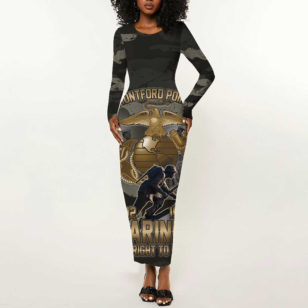 Montford Point Marines 1942-1949 Long Sleeve Bodycon Dress The Right to Fight Legacy Tribute