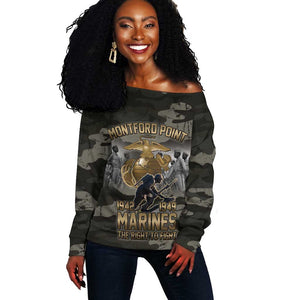 Montford Point Marines 1942-1949 Off Shoulder Sweater The Right to Fight Legacy Tribute